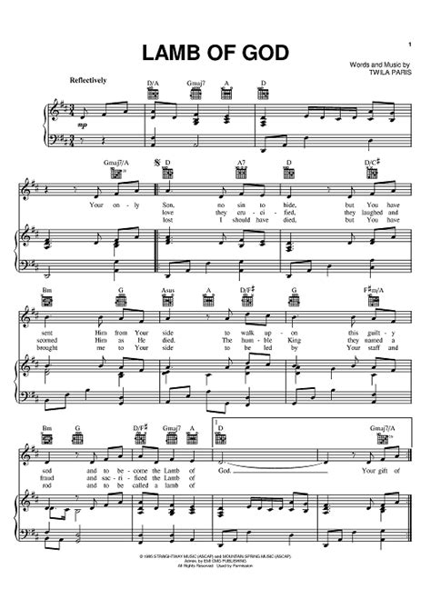 Lamb Of God" Sheet Music by Twila Paris for Piano/Vocal/Chords - Sheet Music Now