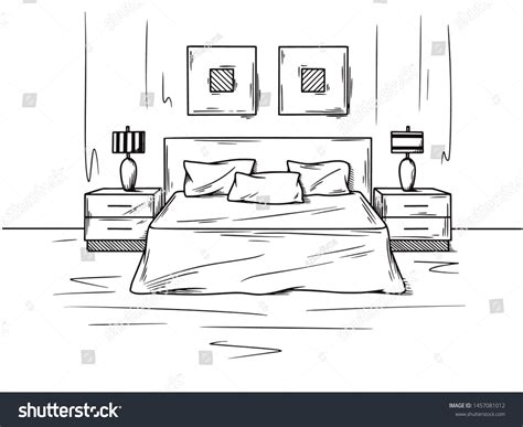 Realistic Sketch Bedroom Hand Drawn Sketch Stock Vector (Royalty Free) 1457081012 | Shutterstock