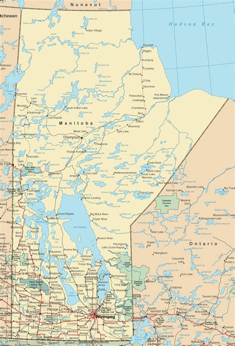 Manitoba road map - Ontheworldmap.com