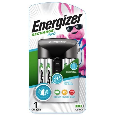 Energizer Recharge Pro AA & AAA Battery Charger, Includes 4 Rechargeable NiMH AA Batteries ...