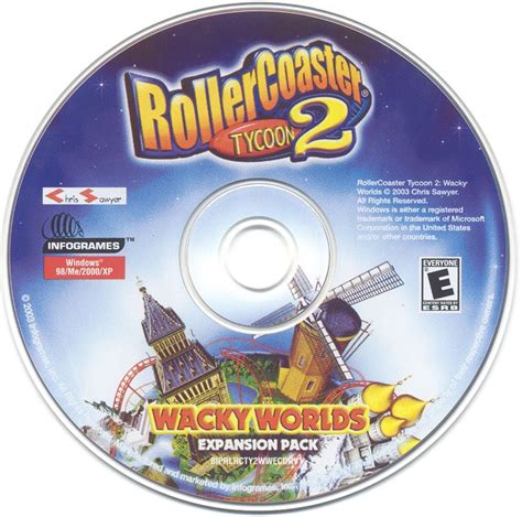 RollerCoaster Tycoon 2: Wacky Worlds (2003) box cover art - MobyGames