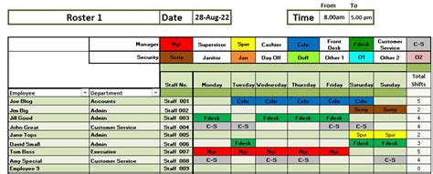 Employee Duty Roster Format Excel - Printable Templates Free