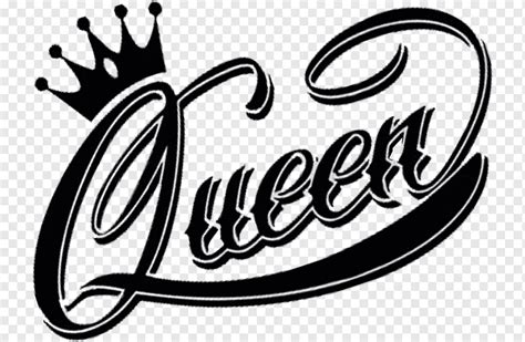 Logo Queen Black and white, queen, text, monochrome, queen png | PNGWing