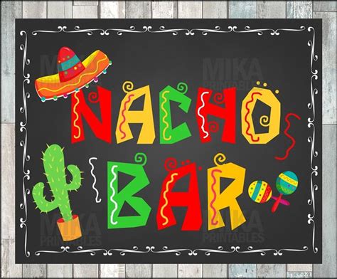 Printable NACHO BAR Sign, Taco Party Sign, Birthday Fiesta Sign, DIY Party Decoration, Mexican ...