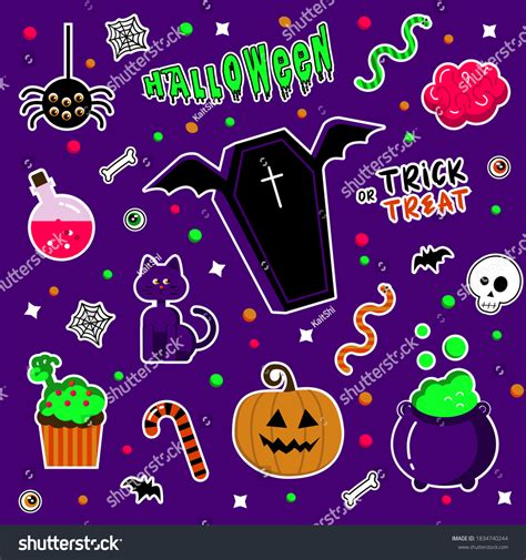 Sticker Pack Scary Creepy Cartoon Happy Stock Vector (Royalty Free) 1834740244 | Shutterstock