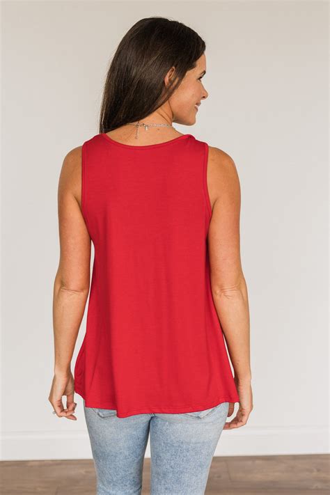 A Shining Moment Lace Tank Top- Red – The Pulse Boutique