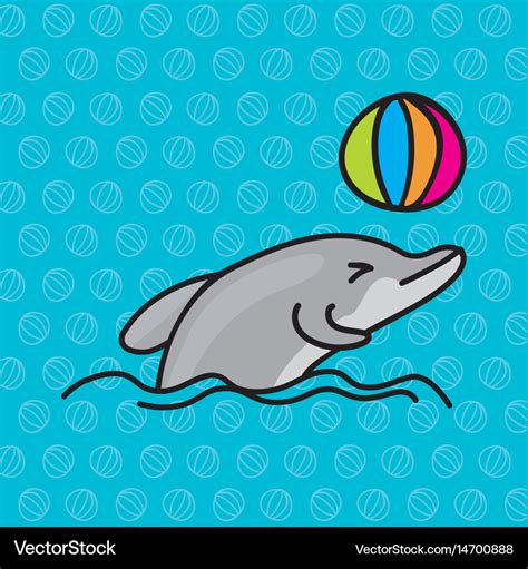 Dolphins playing ball Royalty Free Vector Image