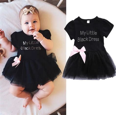 Newborn Baby Girls Kids Dress MY LITTLE BLACK DRESS lace Princess ...