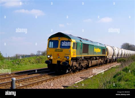 Diesel locomotive hauled Freightliner freight train on the Midland ...