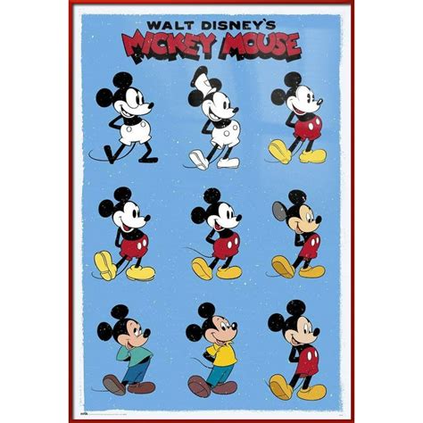 Mickey Mouse - Framed Disney Poster (The Evolution of Mickey Mouse Over ...