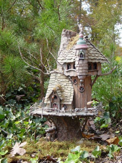 47 Fairy Garden Ideas Enchanted Forest Tree Houses Gnomes - SILAHSILAH.COM | Fairy tree houses ...