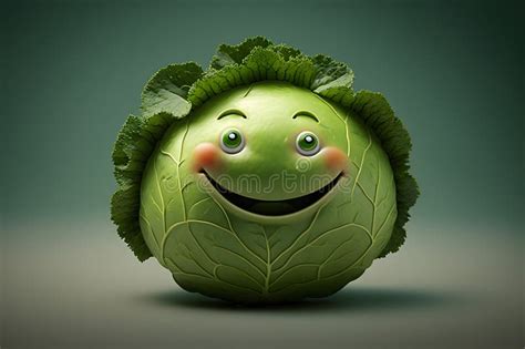 Cabbage cartoon character. stock illustration. Illustration of head - 271359393