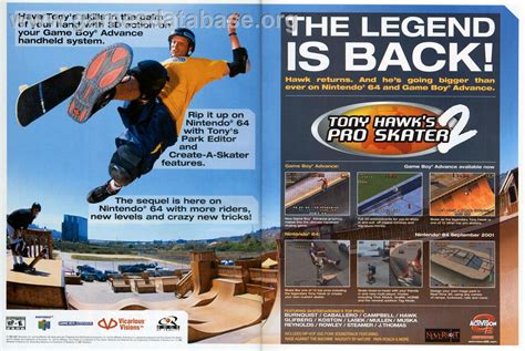 Tony Hawk's Pro Skater 2 - Nintendo Game Boy Advance - Artwork - Advert