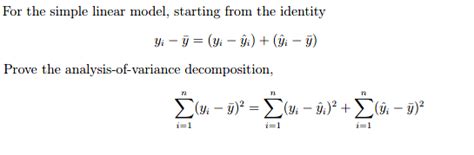 Solved For the simple linear model, starting from the | Chegg.com