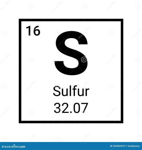 Sulfur Atom Element Periodic Table Icon. Vector Sulfur Symbol Chemistry Stock Vector ...