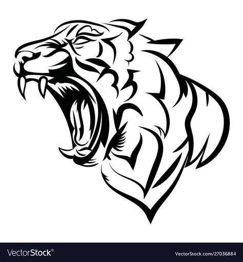 Tiger logo black white a Royalty Free Vector Image