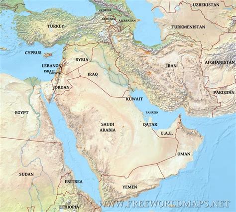 Middle East Physical Map