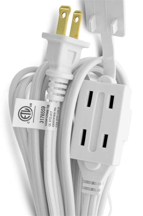 Power Extension Cord, GearIT 12 Feet 3 Outlet Extension Cord Power Strip - UL Listed, White ...