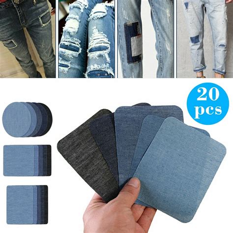 20PCS Fashion DIY Iron on Denim Fabric Patches Clothing Jeans Repair Kit | Shopee Malaysia