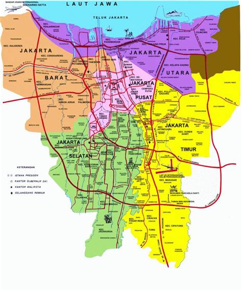 Jakarta attractions map - Map of Jakarta attractions (Java - Indonesia)