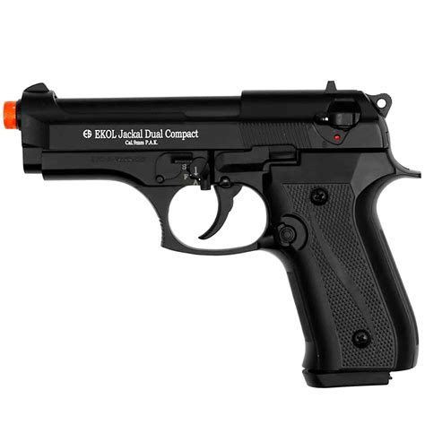 Jackal Compact Semi Automatic Blank Firing Gun Black Finish, 9mm blanks ...