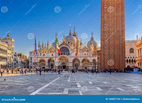 View of Basilica Di San Marco and Piazza San Marco in Venice, Italy. Editorial Photo - Image of ...