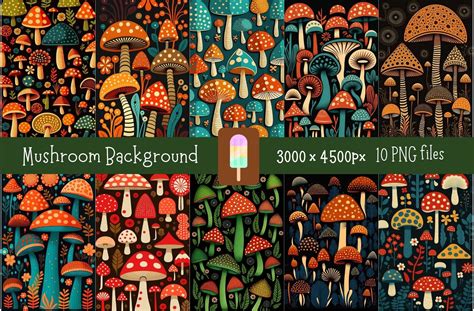 Folk Art Mushroom Background Bundle Graphic by StudioPopsicle · Creative Fabrica