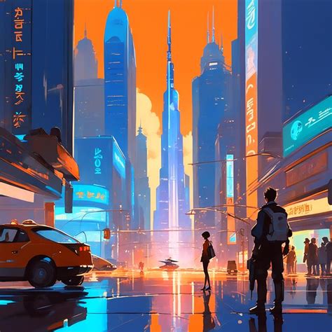 Premium AI Image | a scene from a futuristic city inspired by syd meads ...