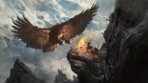 2880x1800 Giant Eagle Vs Knight Mage Mountains Fantasy Landscape Macbook Pro Retina ,HD 4k ...