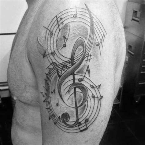 50 Music Staff Tattoo Designs For Men - Musical Pitch Ink Ideas