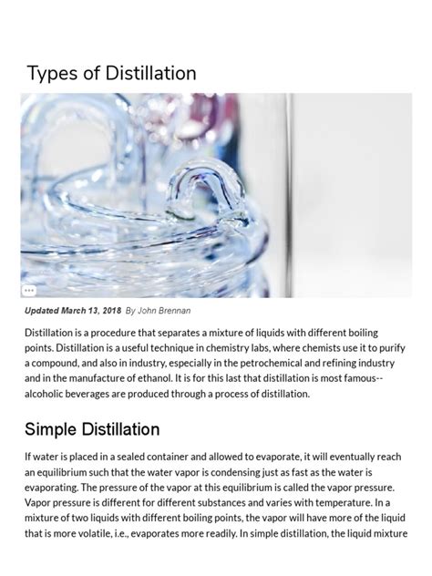 Types of Distillation | PDF | Distillation | Phases Of Matter