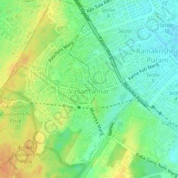 Vasant Vihar topographic map, elevation, terrain