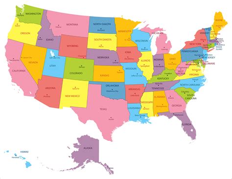 Штаты США | United states map, United states of america, Usa map