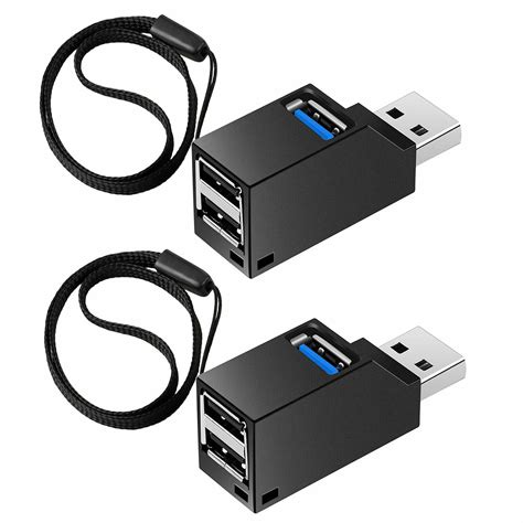 2pcs Premium 3-Port Mini USB 3.0 Hub 5Gbps High Speed Portable Splitter Box Adapter Data USB Hub ...