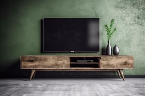 Premium AI Image | Modern living room with a flat screen TV mounted on ...