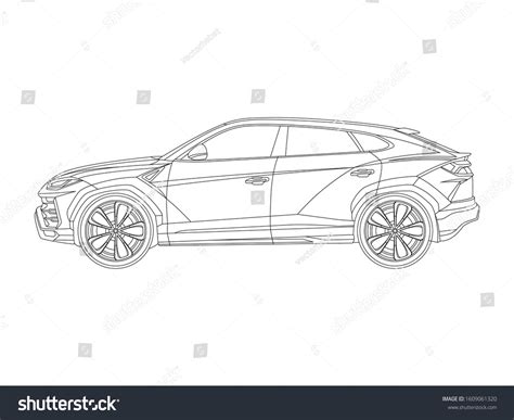 Outline Side View Drawing Car Stock Vector (Royalty Free) 1609061320 | Shutterstock