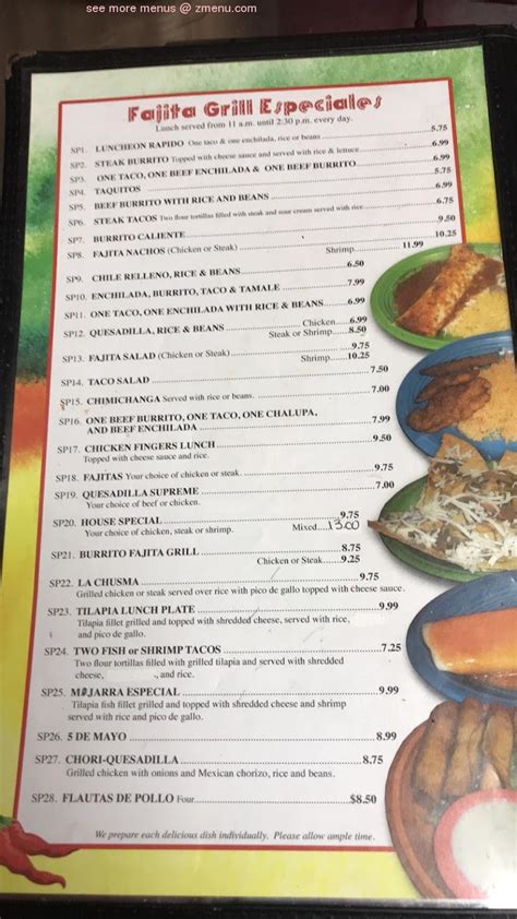 Menu at Fajita Grill Mexican Restaurant, Bay Springs