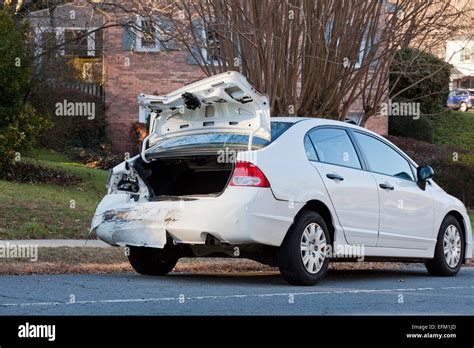 Rear-end car collision damage - USA Stock Photo - Alamy