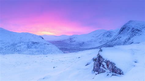 Pink sunrise snowy mountains-Winter Landscape HD Wallpaper Preview | 10wallpaper.com