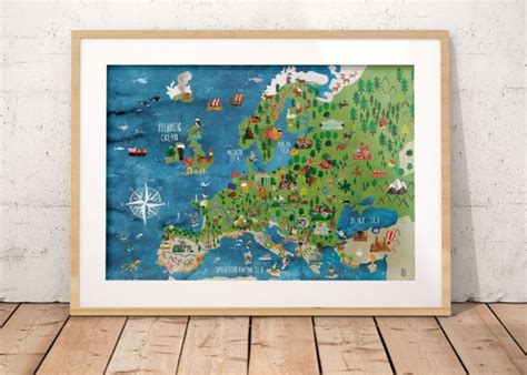 Europe Map Poster Map Wall Art 50x70 cm Nursery Art | Etsy