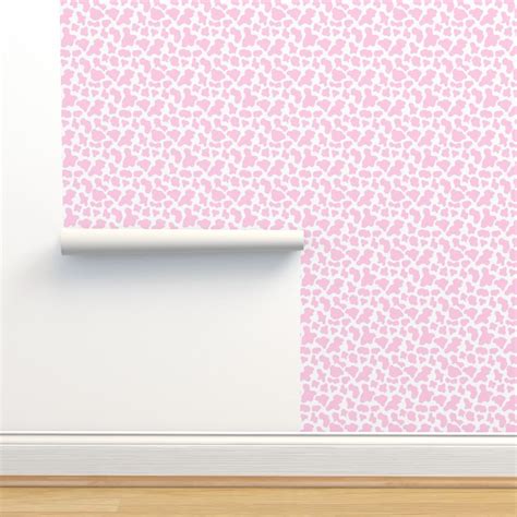 MEDIUM pink cow print fabric - Wallpaper | Spoonflower