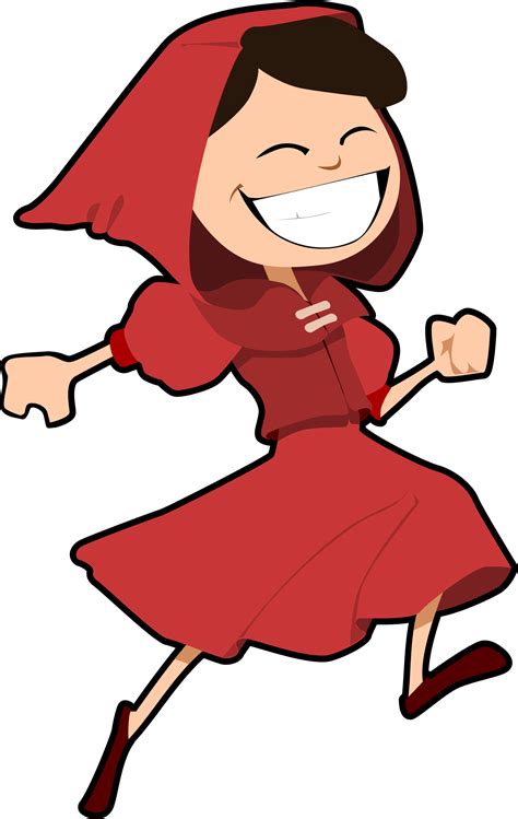 Clipart - Jumping Girl Dressed in Red