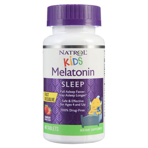 Natrol Kids Melatonin Fast Dissolve Tablets, Strawberry, 1 mg, 40 Count