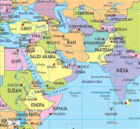 Printable Map Of Middle East