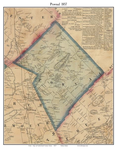 Pownal, Maine 1857 Old Town Map Custom Print - Cumberland Co. - OLD MAPS