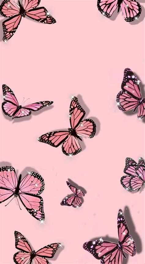 Pink butterfly background. Butterfly iphone, Pink glitter , Pink iphone HD phone wallpaper | Pxfuel