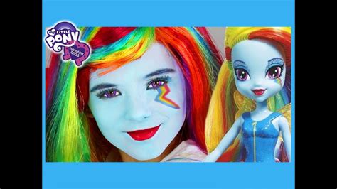 My Little Pony Rainbow Dash Makeup Tutorial! Equestria Girl Doll Cosplay | Kittiesmama - YouTube