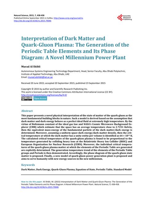 (PDF) Interpretation of Dark Matter and Quark-Gluon Plasma: The Generation of the Periodic Table ...