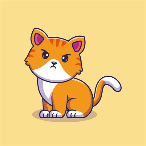 Cute angry cat sitting cartoon vector icon illustration 9366450 Vector Art at Vecteezy