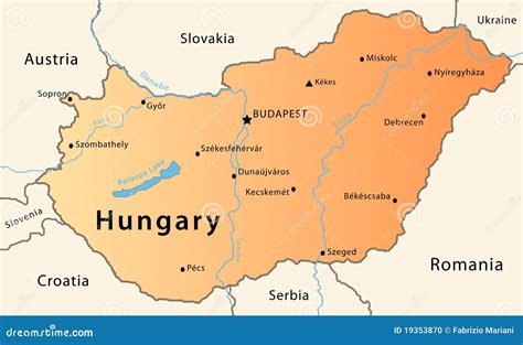 Hungary map stock vector. Illustration of continent, budapest - 19353870